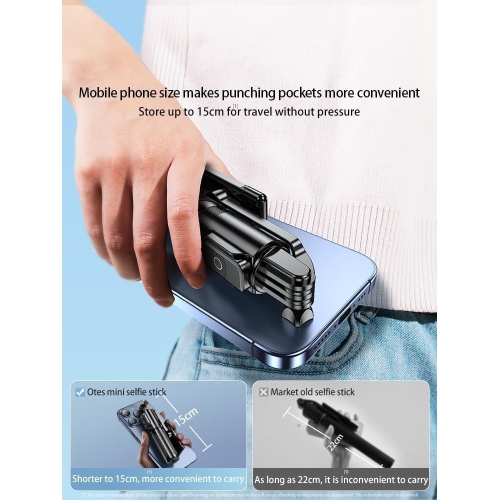 Télécommande sans fil portative Mini-perche à égoportrait Bluetooth Remplissage léger de voyage Support de téléphone mobile portatif Photographie