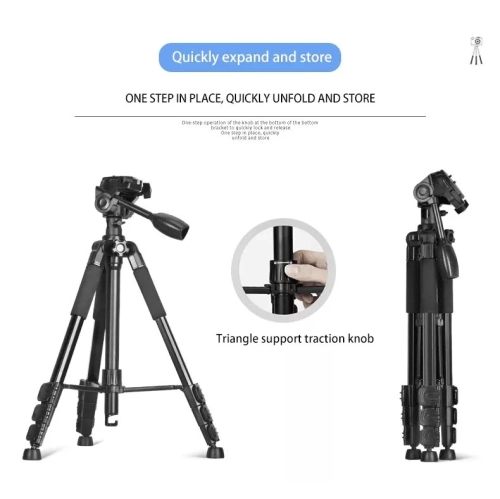 Lightweight Q111L aluminum alloy SLR camera professional tripod mobile phone live projector tripod 21 inches to 66 inches travel floor-standing live