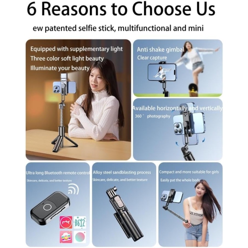 Wireless remote control handheld mini selfie stick, Bluetooth fill light travel portable mobile phone stand photography artifact floor tripod - 0.8m