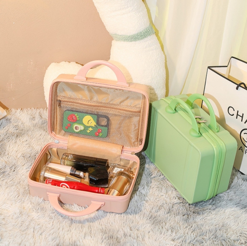 Mini travel case 14 inch small suitcase women's cosmetic case suitcase light short distance password bag with lock green