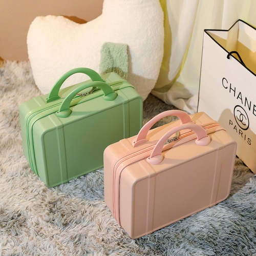 Mini travel case 14 inch small suitcase women's cosmetic case suitcase light short distance password bag with lock green