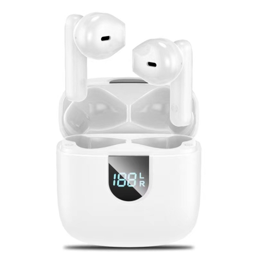 A18 noise reduction digital display headphones, wireless waterproof headphones, in-ear gaming high-power Bluetooth headphones - white