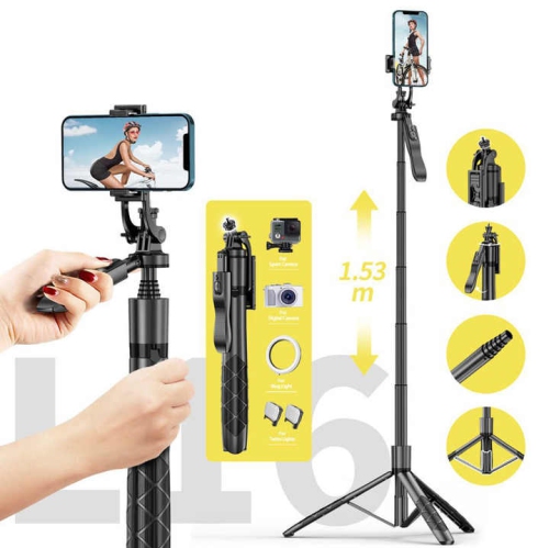 L16 Bluetooth Selfie Stick Handheld Stabilizer Mobile Phone Camera Sports DV Photography 1.6m Floor-standing Telescopic Tripod, L16