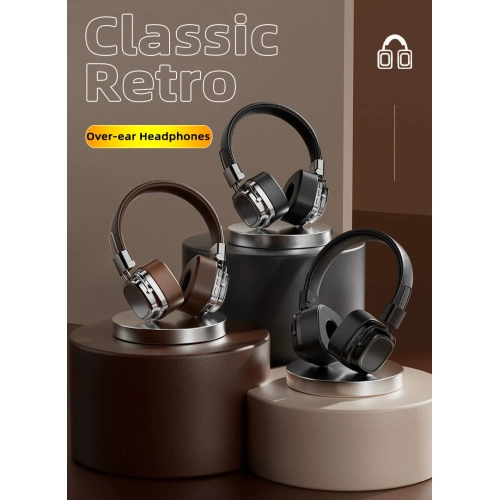 Over-Ear Wireless Bluetooth Headphones Retro Gaming Headset Foldable HiFi Stereo Low Latency Replaceable Memory Card Replaceable Cable - For Tablets