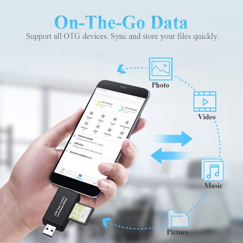 Lecteur de carte de type C Lecteur de carte USB 3,0, téléphone mobile 4 en 1 Lecteur de carte mémoire portable haute vitesse - YC-330 noir