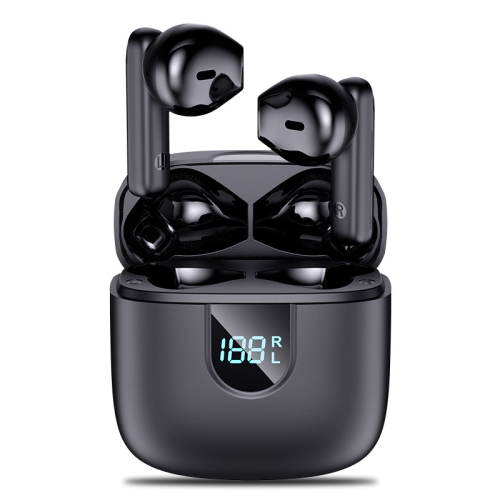A18 noise reduction digital display headphones, wireless waterproof headphones, in-ear gaming high-power Bluetooth headphones - black