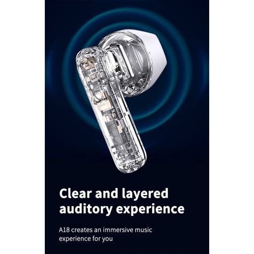 A18 noise reduction digital display headphones, wireless waterproof headphones, in-ear gaming high-power Bluetooth headphones - black