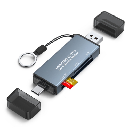 Lecteur de cartes trois-en-un CF/SD/TF, lecteur de cartes USB OTG pour appareil photo reflex de type C double usage
