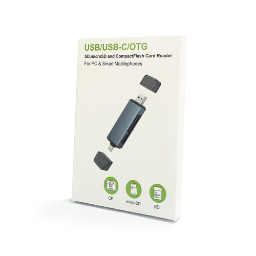 Lecteur de cartes trois-en-un CF/SD/TF, lecteur de cartes USB OTG pour appareil photo reflex de type C double usage