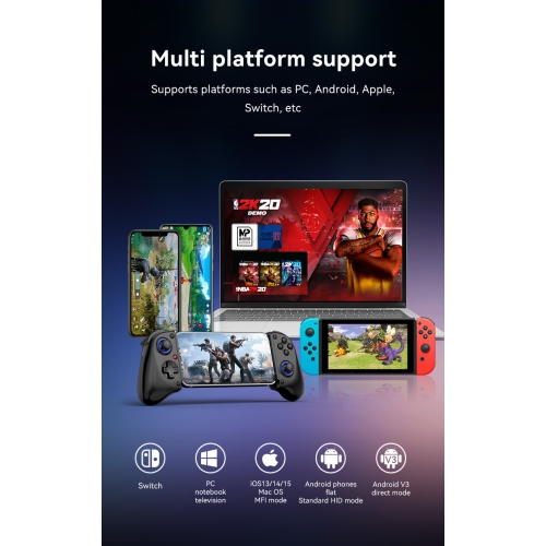 Manette de jeu télescopique D11/D11S Déclencheur à effet Hall Switch/PC Manette de diffusion en continu Bluetooth pour Xbox Android iOS - D11 Blanc