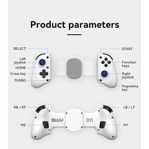 Manette de jeu télescopique D11/D11S Déclencheur à effet Hall Switch/PC Manette de diffusion en continu Bluetooth pour Xbox Android iOS - D11 Blanc