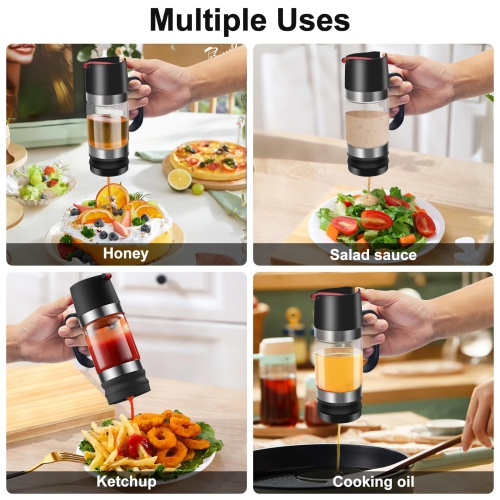 11OZ Honey Dispenser With Handle No Drip Glass Syrup Container for Coffee Bar, Honey Pot and Jar