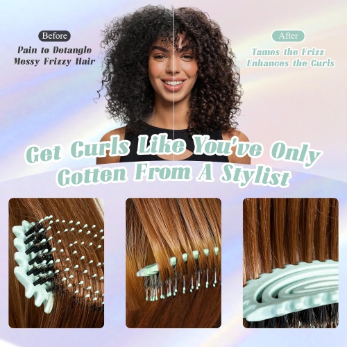 Brosse à friser, brosse démêlante pour femmes, peigne coiffant pour cheveux ondulés épais à sec, brosse à cheveux à séchage rapide