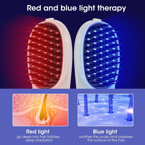Red Blue Light Therapy Comb for Hair Growth,Anti-Loss Hair Head Massage Comb,Electric Scalp Massager,Red Light Hair Therapy Brush