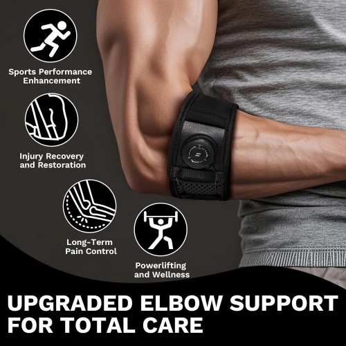 2PCS Tennis Elbow Brace for Men & Women,Elbow Brace for Tendonitis & Tennis Elbow and Golfer's Elbow,Adjustable Elbow Strap