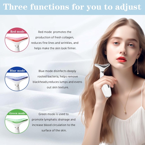 Face & Neck Beauty Massage Wand,3-Mode LED Heating,Facial Sculptor for Skin Care,Red Light Therapy Face Massager for Skin Tightening Lifting