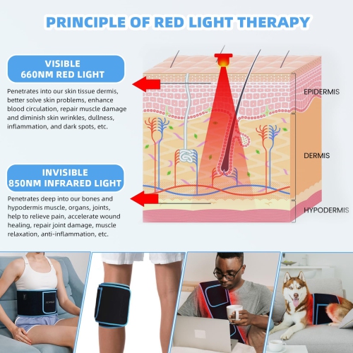 Red Light Therapy Blet, Infrared Light Therapy Pad Wrap for Body Pain Relief Wearable for Waist Back Stomach Muscle Repair LED 660nm&850nm with Timer