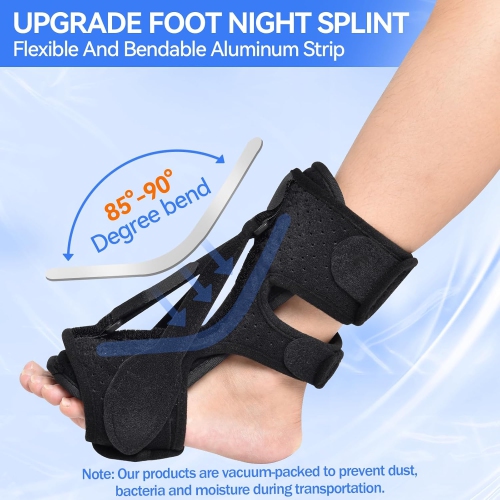 Plantar Fasciitis Night Splint for Women & Men,3 Adjustable Straps Plantar Fasciitis Brace,Achilles Tendonitis Drop Foot Relief Splint(One Size)