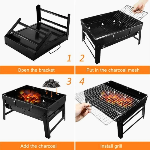 Barbecue, table pliante portative pour barbecue, fumoir d'extérieur en acier inoxydable pour 1-3 personnes, jardin de pique-nique de camping 35
