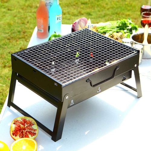 Barbecue barbecue, table pliante portable, fumoir extérieur en acier inoxydable, adapté pour 5&nbsp;personnes, terrasse de pique-nique camping