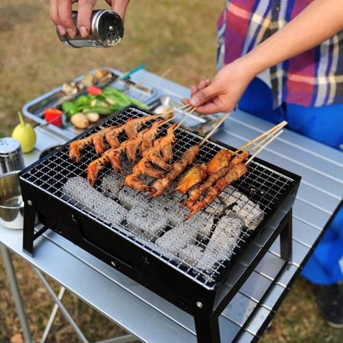 Barbecue barbecue, table pliante portable, fumoir extérieur en acier inoxydable, adapté pour 5&nbsp;personnes, terrasse de pique-nique camping