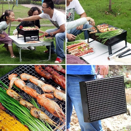 Barbecue barbecue, table pliante portable, fumoir extérieur en acier inoxydable, adapté pour 5&nbsp;personnes, terrasse de pique-nique camping