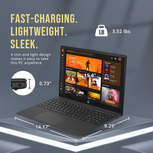 Boîte ouverte - 6 Portable HD 15 po de HP, processeur N200 d'Intel, SSD d'128 Go, mémoire vive 16 Go, carte graphique UHD d'Intel Pavé