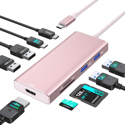 NIERBO  USB C Multiport Adapter 9 In 1 USB C Hub, 4K60Hz HDMI, USB C Data Port, 100W Power Delivery, 2 USB 3.0 Port, 2 USB 2.0 Port, Sd/tf For