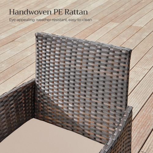 SONGMICS Outdoor PE Rattan Conversation Set – Patio Furniture with Comfortable Seating in Brown and Taupe