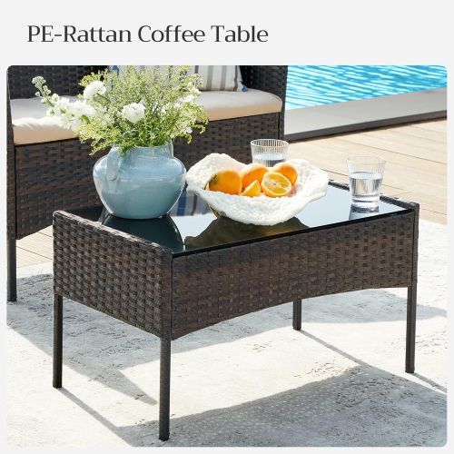SONGMICS Outdoor PE Rattan Conversation Set – Patio Furniture with Comfortable Seating in Brown and Taupe
