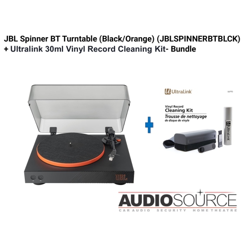 Tourne-disque Bluetooth Spinner de JBL (JBLSPINNERBTBLK) + trousse de nettoyage de disques en vinyle Ultralink 30&nbsp;ml - ensemble