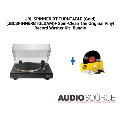 JBL Spinner BT Turntable (JBLSPINNERBTGLDAM)+ Spin-Clean The Original Vinyl Record Washer Kit- Bundle