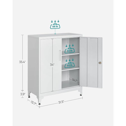 SONGMICS Lockable Storage Cabinet for Home Office, Study, Living Room in Matte Gray