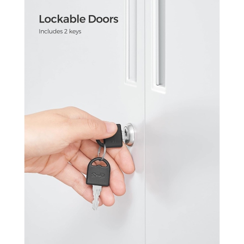 SONGMICS Lockable Storage Cabinet for Home Office, Study, Living Room in Matte Gray