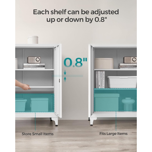 SONGMICS Lockable Storage Cabinet for Home Office, Study, Living Room in Matte Gray