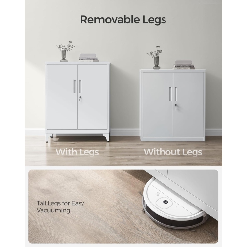 SONGMICS Lockable Storage Cabinet for Home Office, Study, Living Room in Matte Gray