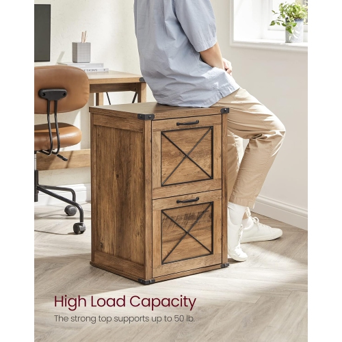 VASAGLE File Cabinet – Modern Farmhouse Style with 2 File Drawers and Printer Stand in Honey Brown