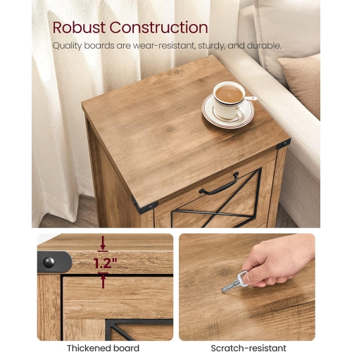 VASAGLE File Cabinet – Modern Farmhouse Style with 2 File Drawers and Printer Stand in Honey Brown