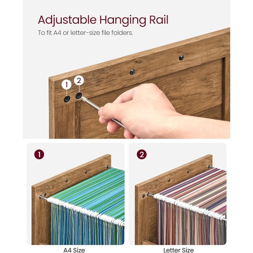 VASAGLE File Cabinet – Modern Farmhouse Style with 2 File Drawers and Printer Stand in Honey Brown