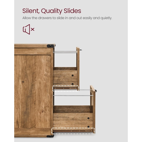 VASAGLE File Cabinet – Modern Farmhouse Style with 2 File Drawers and Printer Stand in Honey Brown
