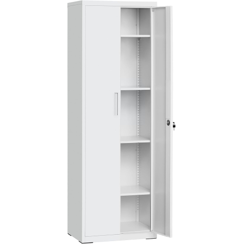 SONGMICS Metal Garage & Office Storage Cabinet with Doors and Adjustable Shelves – Lockable, Versatile Organizer in Gray