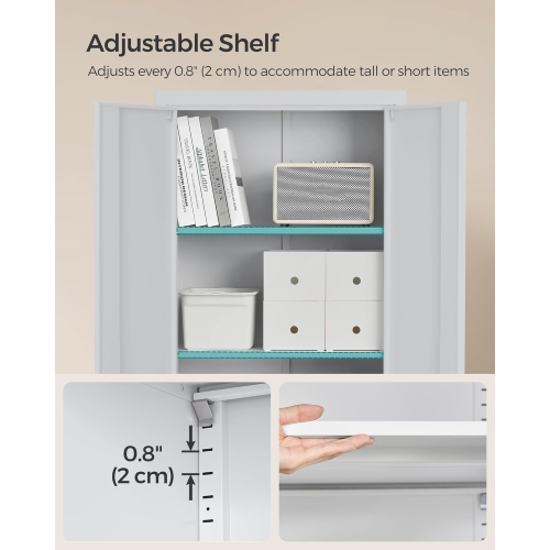 SONGMICS Metal Garage & Office Storage Cabinet with Doors and Adjustable Shelves – Lockable, Versatile Organizer in Gray