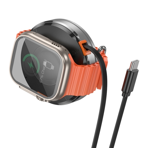 2 in 1 Magnetic Wireless Charger Charging Pad with Retractable Cable for Apple Watch iWatch iPhone, Black