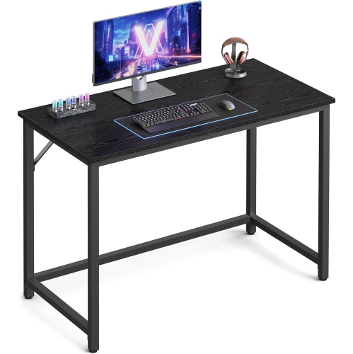 VASAGLE Office Work Desk, Perfect for Study, Bedroom, Home Office, and Living Room in Ebony Black and Ink Black