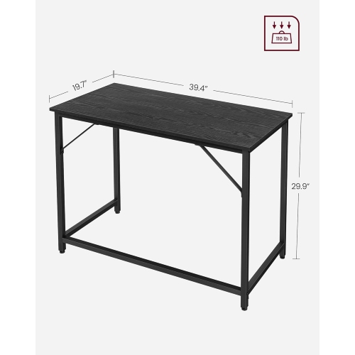 VASAGLE Office Work Desk, Perfect for Study, Bedroom, Home Office, and Living Room in Ebony Black and Ink Black