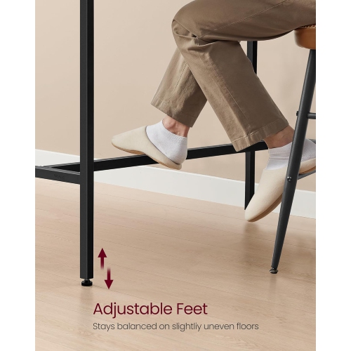 Bureau de rangement VASAGLE, noir ébène avec prises de courant, tiroir mobile en tissu non tissé et crochets