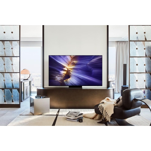 Téléviseur intelligent 4K OLED S90F de 77&nbsp;po de SAMSUNG, processeur IA de 3e génération, HDR+, 144&nbsp;Hz, laser mince, Q-Symphony Mode jeu IA,