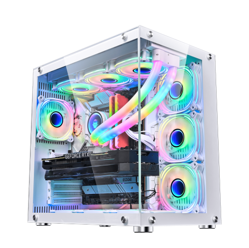 Uniway Gaming PC - White - AMD Ryzen 7-5800X, RTX 5060, 32 GB RAM, 1 TB NVMe SSD, AIO Liquid Cooler, Windows 11 Pro, AI‑Ready, 1‑Year Warranty