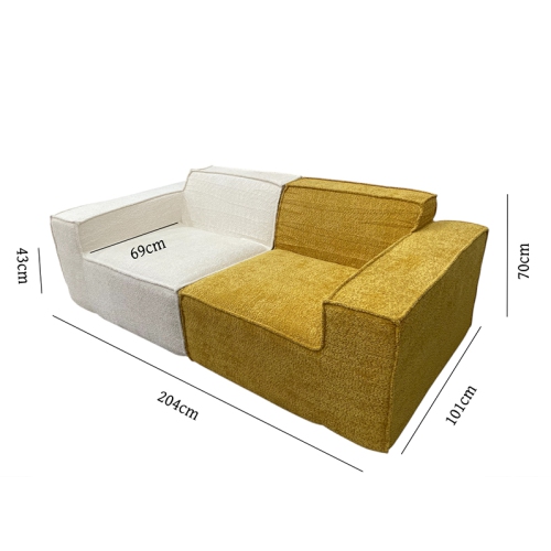 Teddy Compression Sofa Upholstered Loveseat For Three Person, High Rebound Density Sponge Sofa for Living Room, Bedroom, Apartment or Office, 204cm