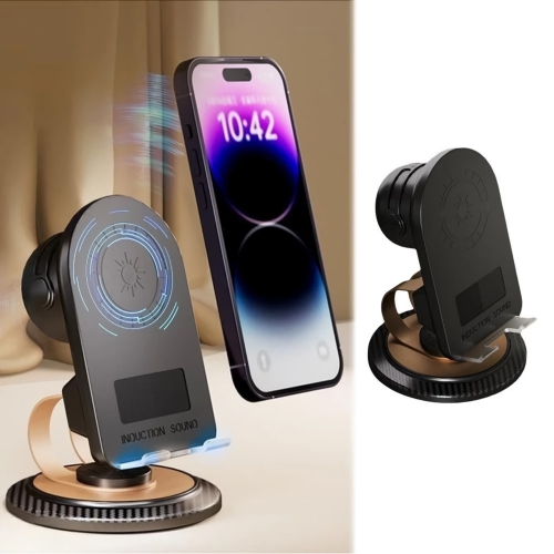 Smartphone Sensor Speaker Stand, Portable Induction Bluetooth Speaker Phone Mount with 360 Rotation, Wireless Charging